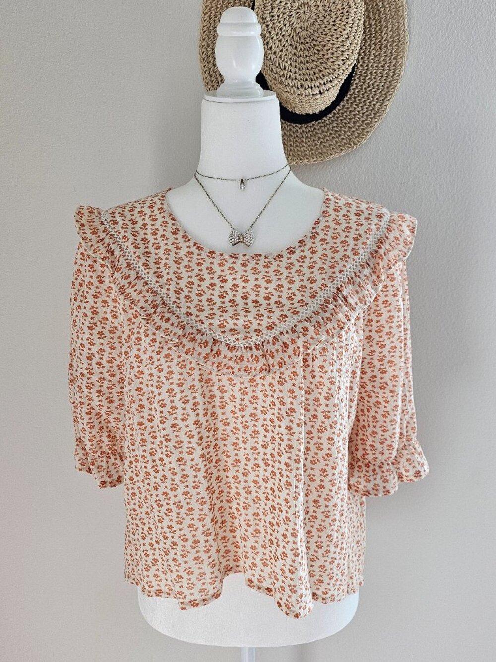 Madewell Floral Ruffle Blouse - Size Large
